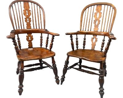 Mid 19th Century English George III “Bow Back” Windsor Armchairs - Set of 2