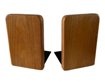 Mid-Century Modern Minimalist Walnut Slab Bookends- a Pair