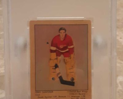 Terry Sawchuk RC 1951 PSA 4 grade Parkhurst rookie hockey card
