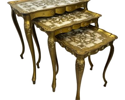 Vintage 1950s Florentine Gold Nesting Tables - Set of Three