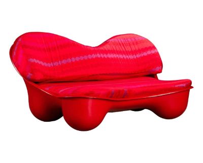 Fiberglass Loveseat w Pierre Cardin Fabric by Tue Poulsen for Domus Danica, 1970