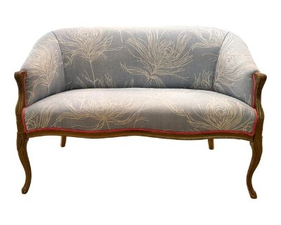 1930s Blue Upholstered Loveseat Sofa