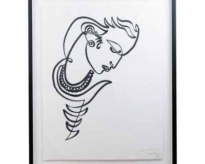 Jean Negulesco Continuous Black and White Serigraph, Signed and Framed