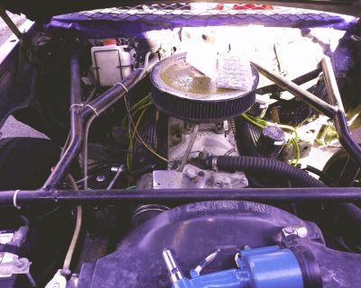 street stock car with enclosed trailer