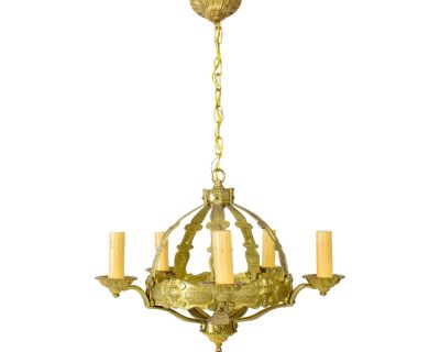 Ornate Cast Brass Chandelier