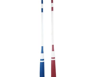 Set of 2 Large Vintage Decorative Red White & Blue Painted Boat Oars Paddles