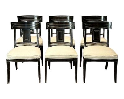 Set of 6 Alfonso Marina Ebanista Ebonized Klismos Dining Chairs