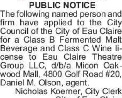 EC OFFICIAL PUBLICATION CITY OF EAU