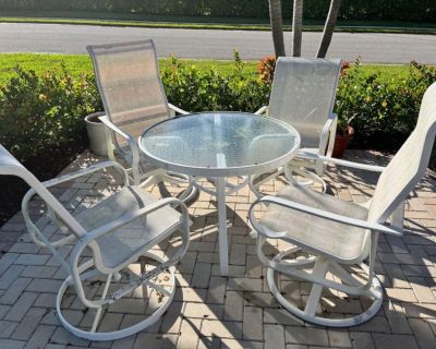 5 Piece Swivel and Rocking High Back Patio Chairs and Table