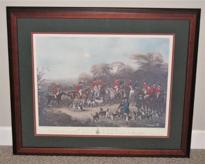 ART - THE BURY HUNT - 1840 ENGLISH AQUATINT PRINT - Professionally Matted & Framed