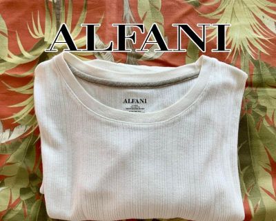 Alfani Mens Creme Striped Short Sleeve XL Sweater