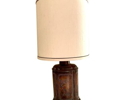 Vintage 1970s Frederick Cooper Chinoiserie Ceramic Table Lamp With Original Shade