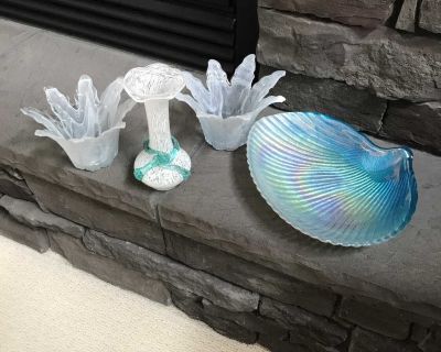 Iridescent & White Blown Glass Decor