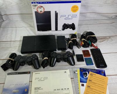 Sony Playstation 2 PS2 Slim Console SCPH-70001 W/Original Box Bundle Lot Working