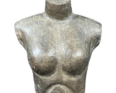 Carved Solid Wood Female Torso Sculpture Late 20th Century