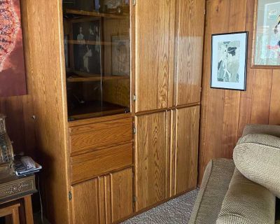 Custom Media Cabinet with Solid Oak Doors and Drawer Fronts