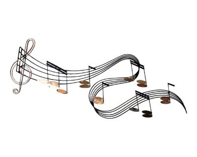 Curtis Jere Music Notes Hanging Metal and Brass Sculpture, Vintage