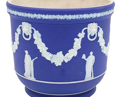 Wedgwood Neoclassical Jasperware Wine Cooler or Jardinière, Classic Blue, 19th Century